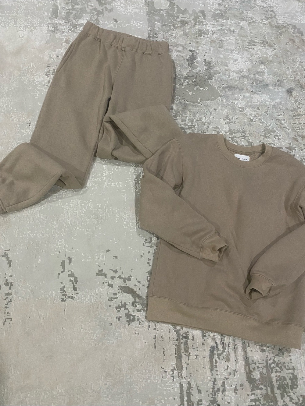 Parachute Womens Two-Piece fleece lined Set in Taupe 100% organic cotton